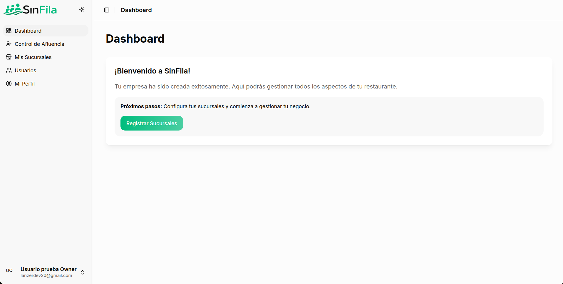 Vista del Menú Principal