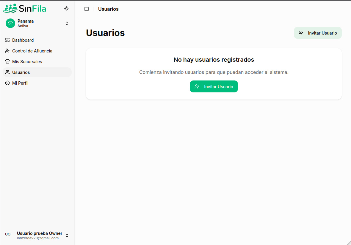 Estado vacío de usuarios