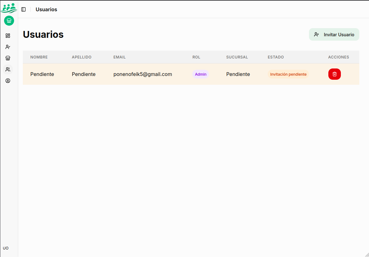 Usuario con invitación pendiente